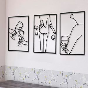 3 Pieces Metal Minimalist Abstract Woman Wall Art Line Drawing Wall Art Decor🐥